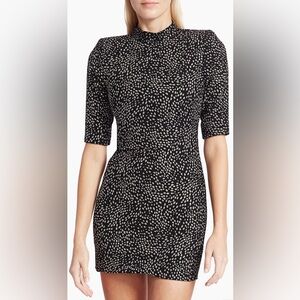 Alice + Olivia Inka Strong Shoulder Black Silver Glittering Dress New 2